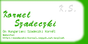 kornel szadeczki business card