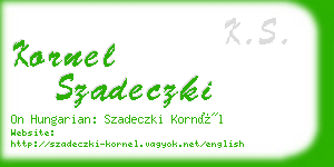 kornel szadeczki business card